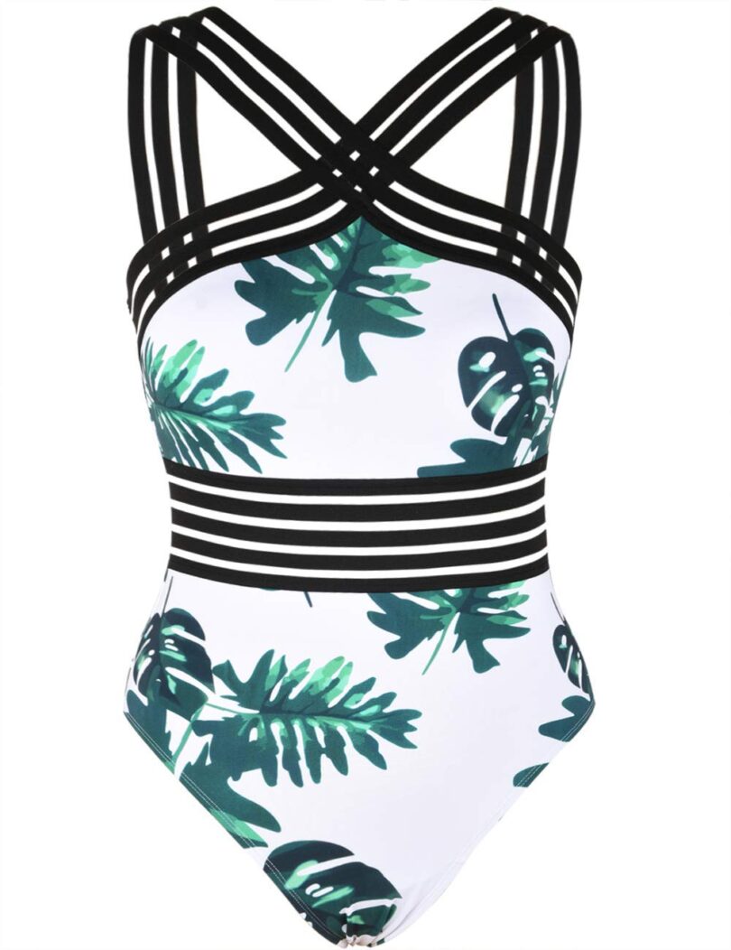 Multi strap cross back one piece swimsuit
